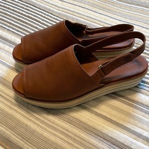 Leather Timberland Emerson Point Platform Espadrilles Sandals New Size 9.5